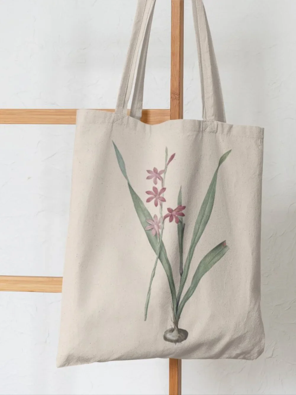 Bugle Lily Vintage Floral Print Graphic Canvas Tote Bag